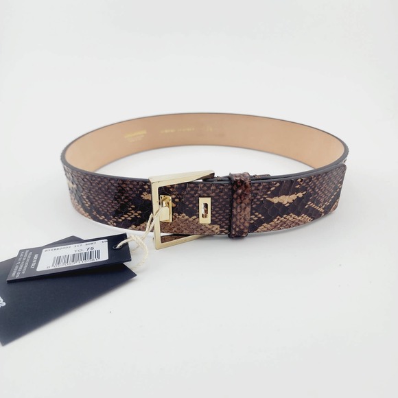 New DSquared2 Women Belt Brown Snake Skin Print Genuine Leather Gold Metal 75 main image 3